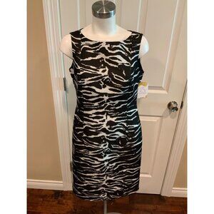 Lafayette 148 New York Dark Brown & White Zebra Print Sheath Dress, Size 6